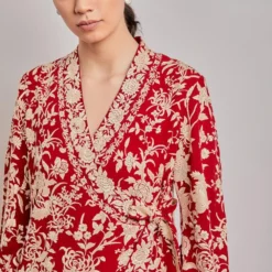 PATINE Red Parsi Gara Embroidered Wrap Top -Cheap Drapvera Store 15977 5