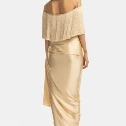 431-88 By Shweta Kapur Champagne Off Shoulder Fringe Top 11 431-88 By Shweta Kapur Champagne Off Shoulder Fringe Top -Cheap Drapvera Store 1612sk08 6