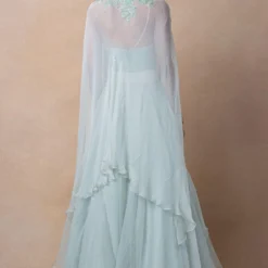 Ahilian Green Floral Embellished Cape Set 9 Ahilian Green Floral Embellished Cape Set -Cheap Drapvera Store 16623ah3 5