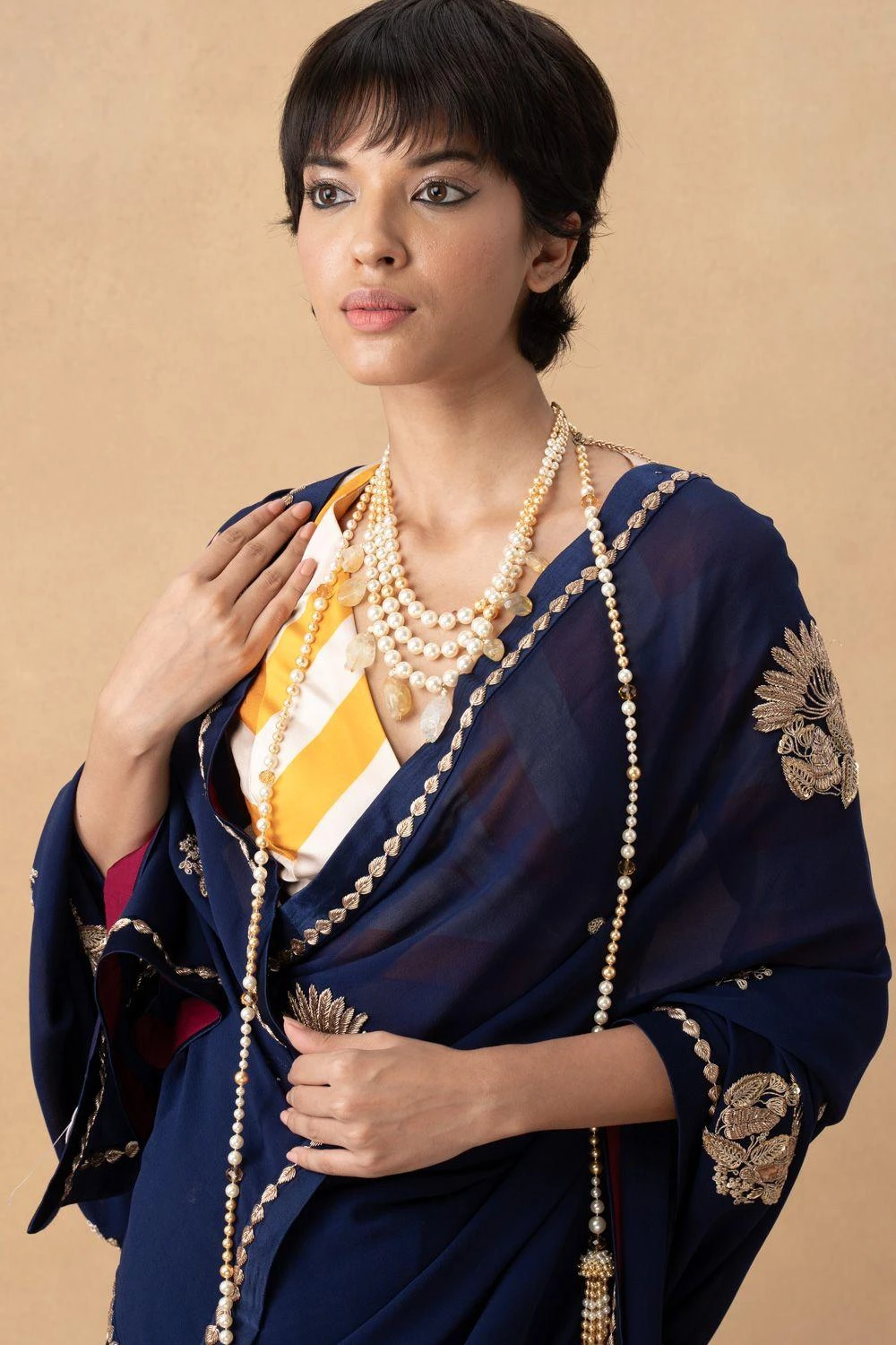 Kshitij Jalori Mustard Striped Blouse 1 Kshitij Jalori Mustard Striped Blouse