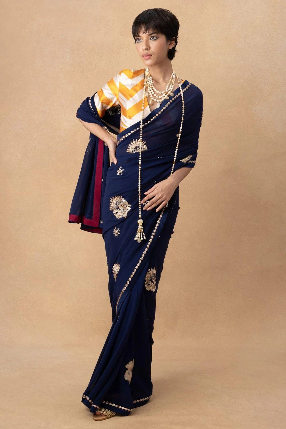 Kshitij Jalori Mustard Striped Blouse 3 Kshitij Jalori Mustard Striped Blouse - Image 3