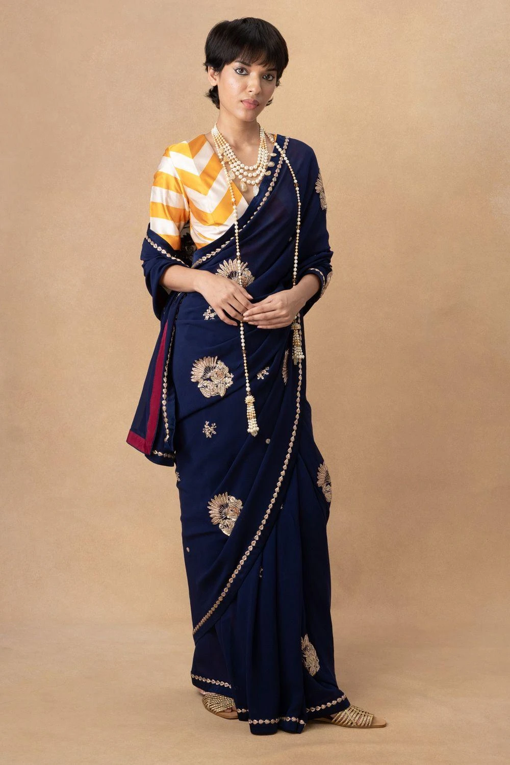 Kshitij Jalori Mustard Striped Blouse 4 Kshitij Jalori Mustard Striped Blouse - Image 4