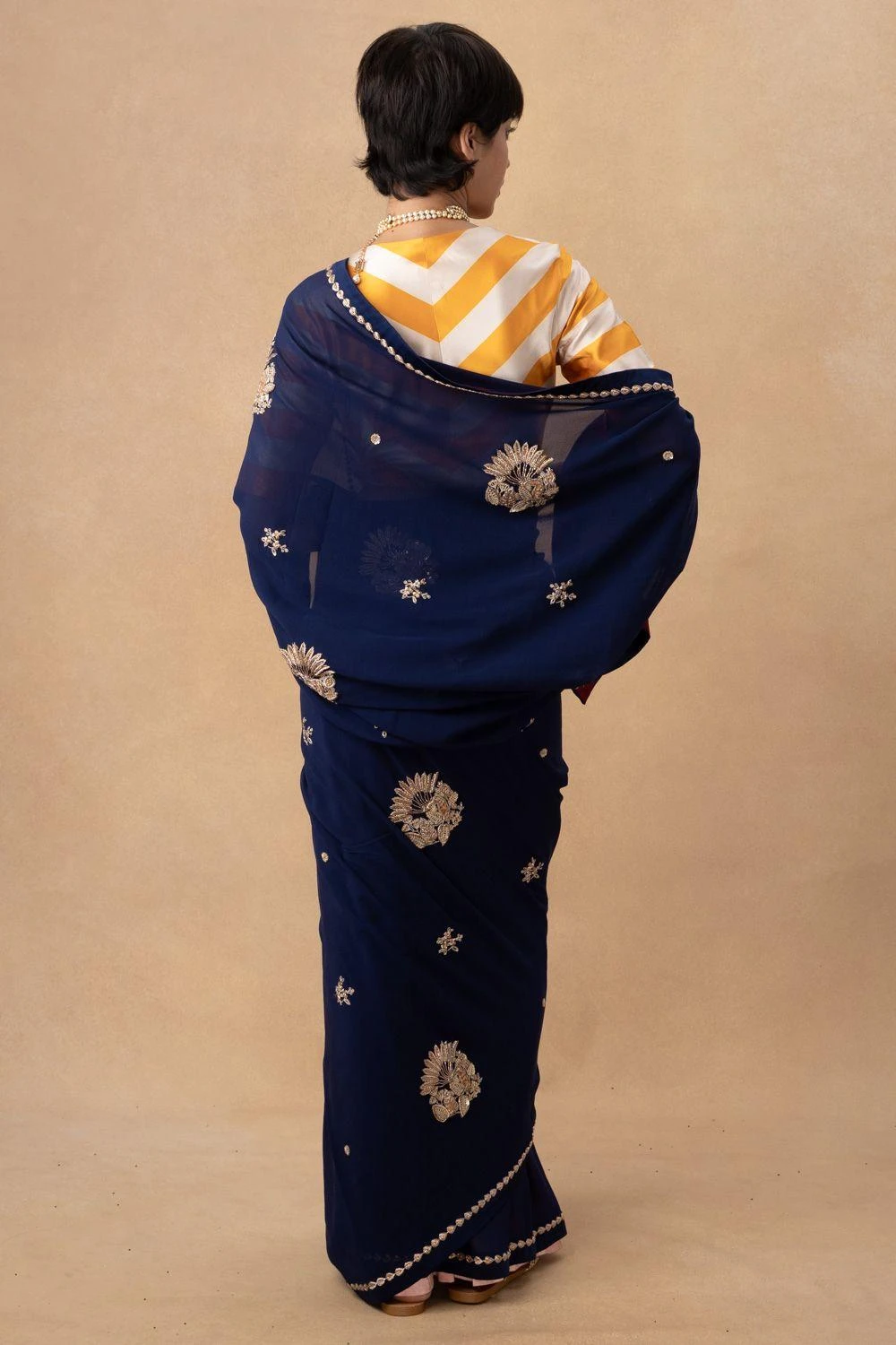 Kshitij Jalori Mustard Striped Blouse 6 Kshitij Jalori Mustard Striped Blouse - Image 6