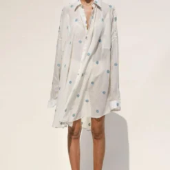 Urvashi Kaur Ava Buttoned Down Polka Shirt Dress