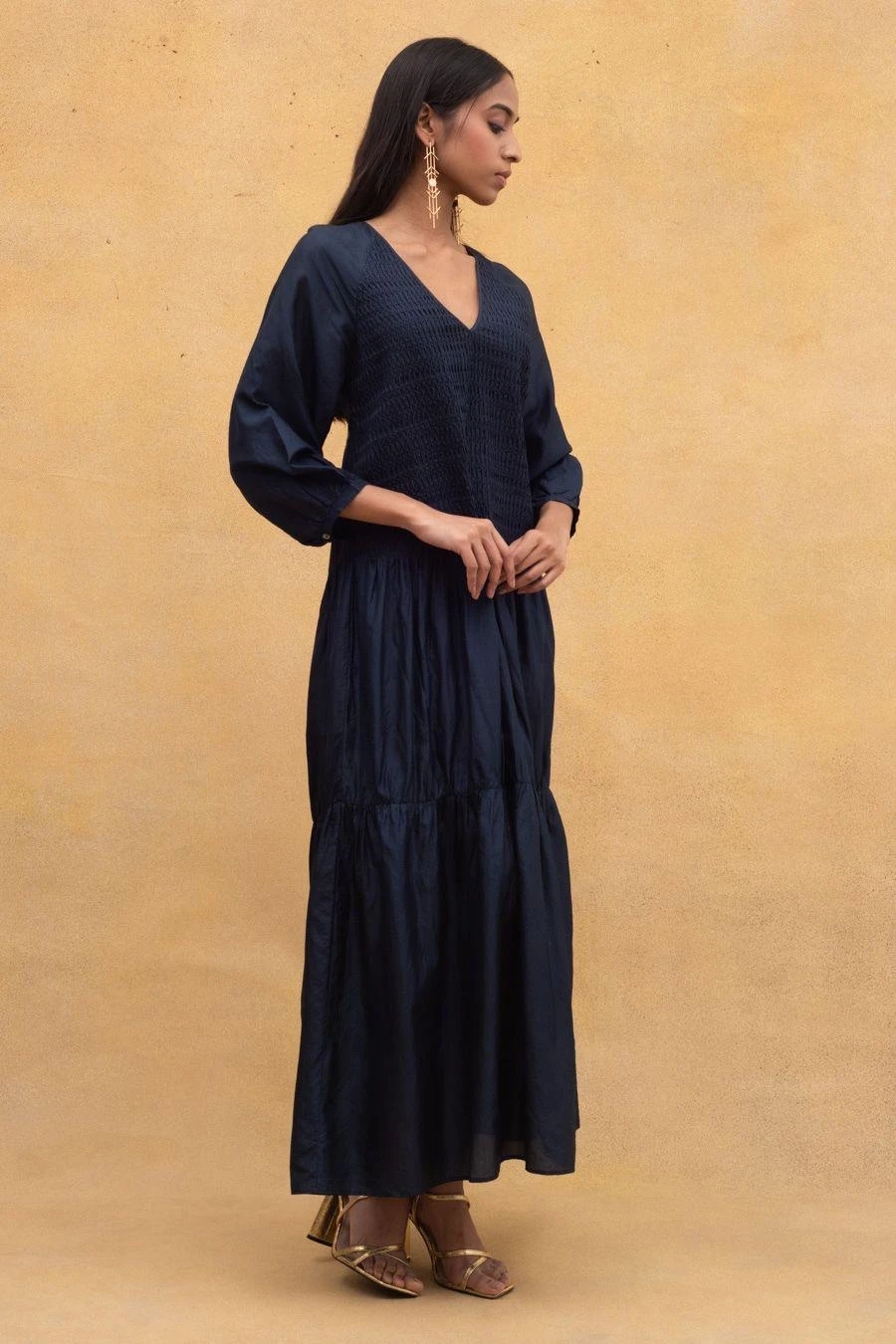 SWGT Blue Textured & Tiered Dress 3 SWGT Blue Textured & Tiered Dress - Image 3