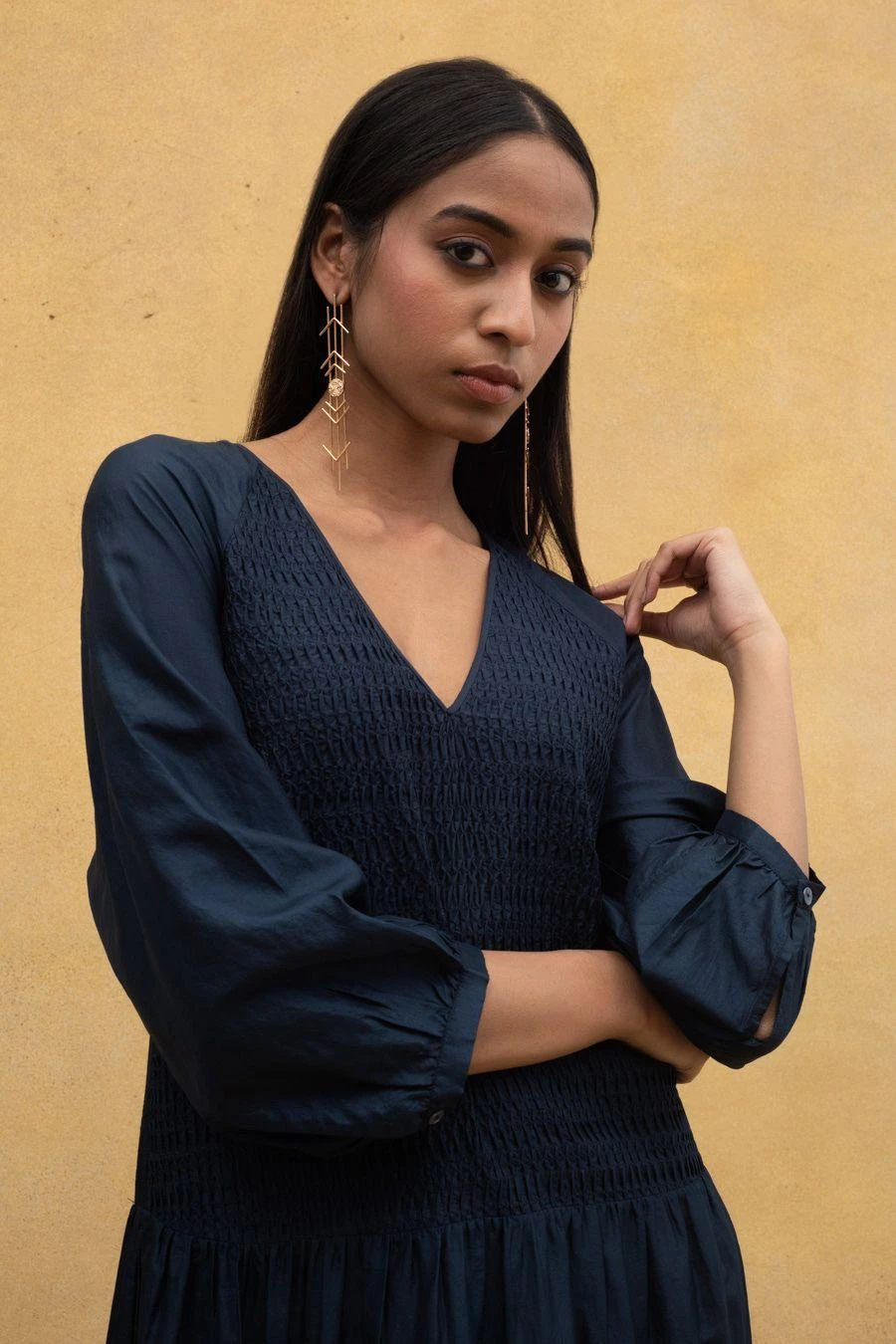 SWGT Blue Textured & Tiered Dress 4 SWGT Blue Textured & Tiered Dress - Image 4