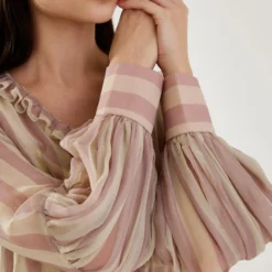 KoAi Rose Pink And Cream Stripe Frill Shirt -Cheap Drapvera Store 17723koia33 3