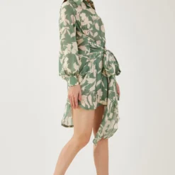 KoAi Blue And Beige Floral Wrap Shirt -Cheap Drapvera Store 17723koia7 3