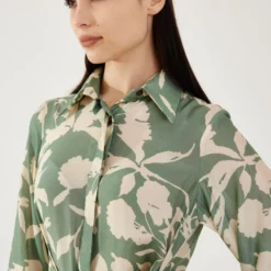 KoAi Blue And Beige Floral Wrap Shirt -Cheap Drapvera Store 17723koia7 4