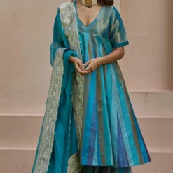 OhFab Aqua Malhari Handwoven Silk Gharara -Cheap Drapvera Store 1802ohm10 3