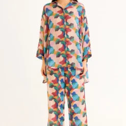 NORN Peach Abstract Printed Asymmetric Shirt