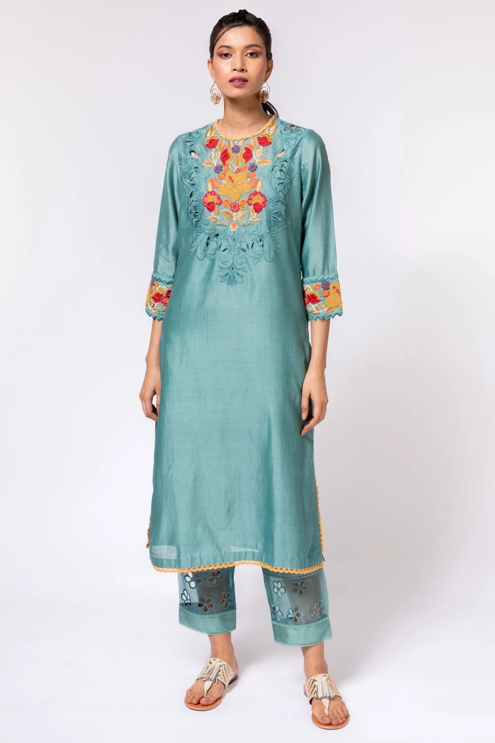 Chandrima Aqua Beadwork Kurta 2 Chandrima Aqua Beadwork Kurta - Image 2