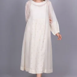 Meghna Panchmatia Ivory Embroidered Dress