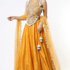 Payal Singhal Mustard Embroidered Lehenga Set