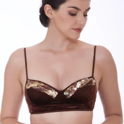 Dilnaz Rich Brown Sequin Adorned Bustier