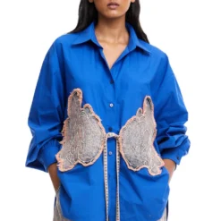 Kanika Goyal Label Warped Vine Denim AppliquÒ Shirt -Cheap Drapvera Store 1923kgl7 4