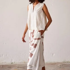 Khara Kapas Off White Skirt Trousers -Cheap Drapvera Store 19923kk41 3