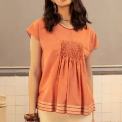 Payal Pratap Roland Pink Cap Sleeve Smocked Top