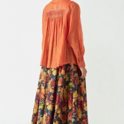 Payal Pratap Saffron Printed Shirt With Smocking Details -Cheap Drapvera Store 1vr 17b 3