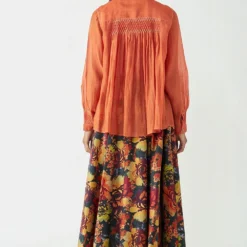Payal Pratap Saffron Printed Shirt With Smocking Details -Cheap Drapvera Store 1vr 17b 5