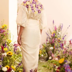 Chandrima Ivory Floral Gathered Skirt -Cheap Drapvera Store 20032023ca54 3