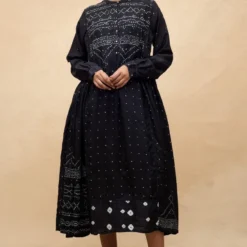 Injiri Black Bandhani Silk Dress