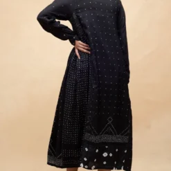 Injiri Black Bandhani Silk Dress -Cheap Drapvera Store 202inj2 5