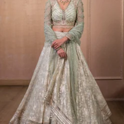 Tarun Tahiliani Sage Green Hand Embellished Lehenga Set