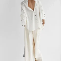 Chola White Straight Sleeves Shirt -Cheap Drapvera Store 206cho8 3