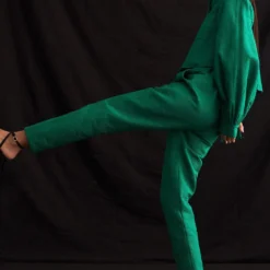 Amrich Mae Woven Silk Quilted Narrow Leg Pants