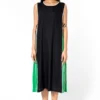 Bodice Green Pleated Shift Dress