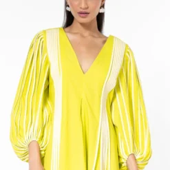 Bodice Lime Green Pleated & Panelled Dress -Cheap Drapvera Store 2111bo24 4