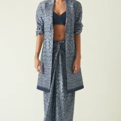 Payal Pratap Navy Yapen Knotted Skirt