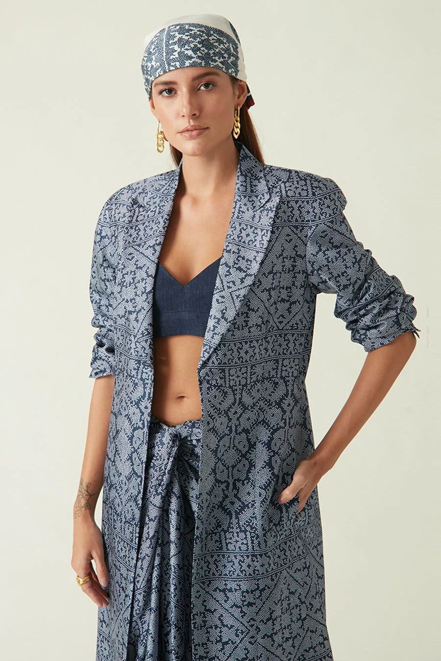 Payal Pratap Navy Yapen Knotted Skirt 2 Payal Pratap Navy Yapen Knotted Skirt - Image 2