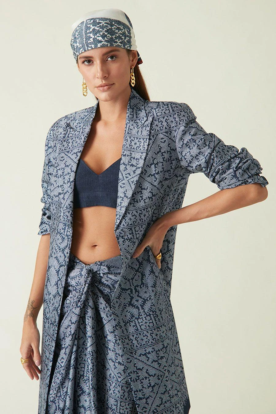 Payal Pratap Navy Yapen Knotted Skirt 3 Payal Pratap Navy Yapen Knotted Skirt - Image 3