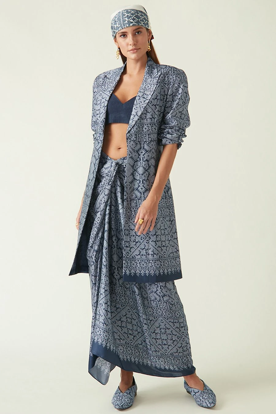 Payal Pratap Navy Yapen Knotted Skirt 4 Payal Pratap Navy Yapen Knotted Skirt - Image 4