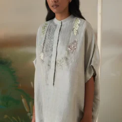 FEBo6 Grey Floral Embellished Kaftan Top -Cheap Drapvera Store 21723febo14 3