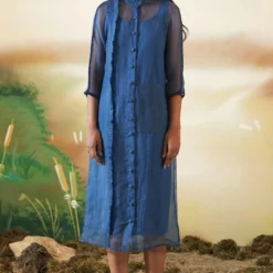 FEBo6 Prussian Blue Hand Embellished Dress