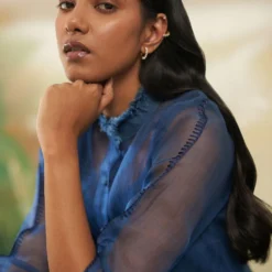 FEBo6 Prussian Blue Hand Embellished Dress -Cheap Drapvera Store 21723febo28 3