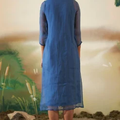 FEBo6 Prussian Blue Hand Embellished Dress -Cheap Drapvera Store 21723febo28 4