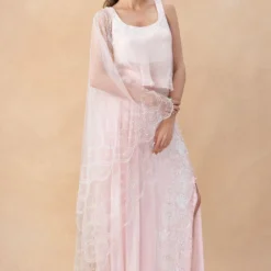 Mishru Blush Pink Embellished Skirt Set