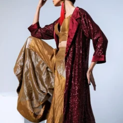 Shorshe Copper & Gold Handloom Tissue Gharara -Cheap Drapvera Store 2301se17 3