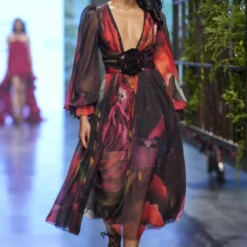 Gauri & Nainika Midnight Botanical Printed Midi Dress -Cheap Drapvera Store 2311gn19 1