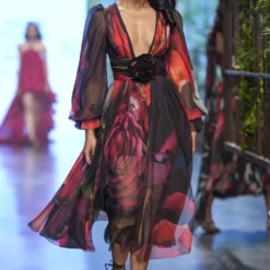 Gauri & Nainika Midnight Botanical Printed Midi Dress -Cheap Drapvera Store 2311gn19 3