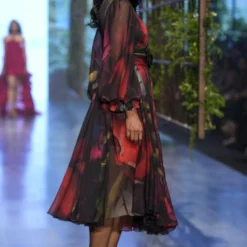 Gauri & Nainika Midnight Botanical Printed Midi Dress -Cheap Drapvera Store 2311gn19 4