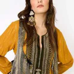 Heirloom By Rara Avis Yellow Ochre Embroidered Column Dress -Cheap Drapvera Store 23rh34 3 1