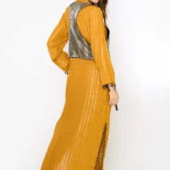 Heirloom By Rara Avis Yellow Ochre Embroidered Column Dress -Cheap Drapvera Store 23rh34 4 1