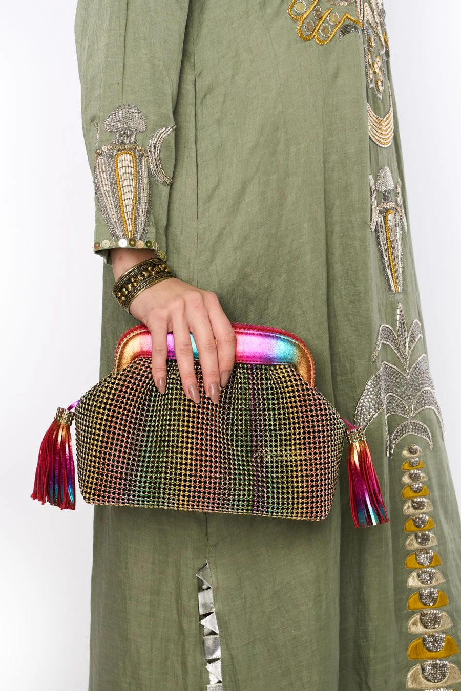 Heirloom By Rara Avis Sage Green Hamsa Embroidered Column Dress 3 Heirloom By Rara Avis Sage Green Hamsa Embroidered Column Dress - Image 3