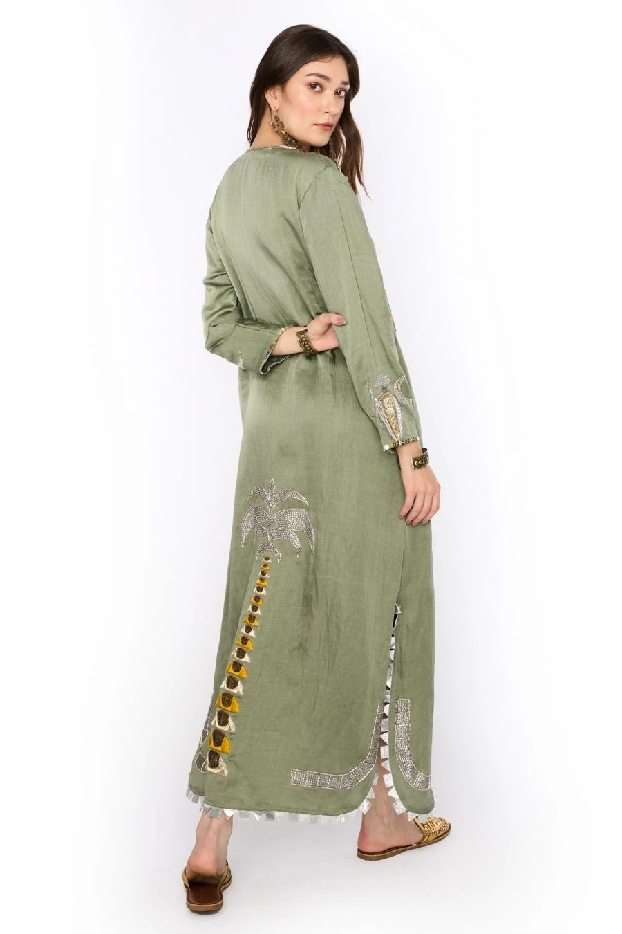 Heirloom By Rara Avis Sage Green Hamsa Embroidered Column Dress 5 Heirloom By Rara Avis Sage Green Hamsa Embroidered Column Dress - Image 5