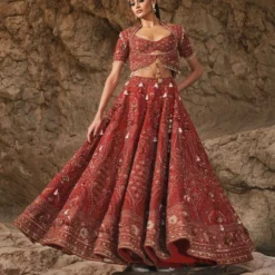 Eeksha Burgundy Hand Embellished Floral Lehenga Set -Cheap Drapvera Store 24823ea40 3